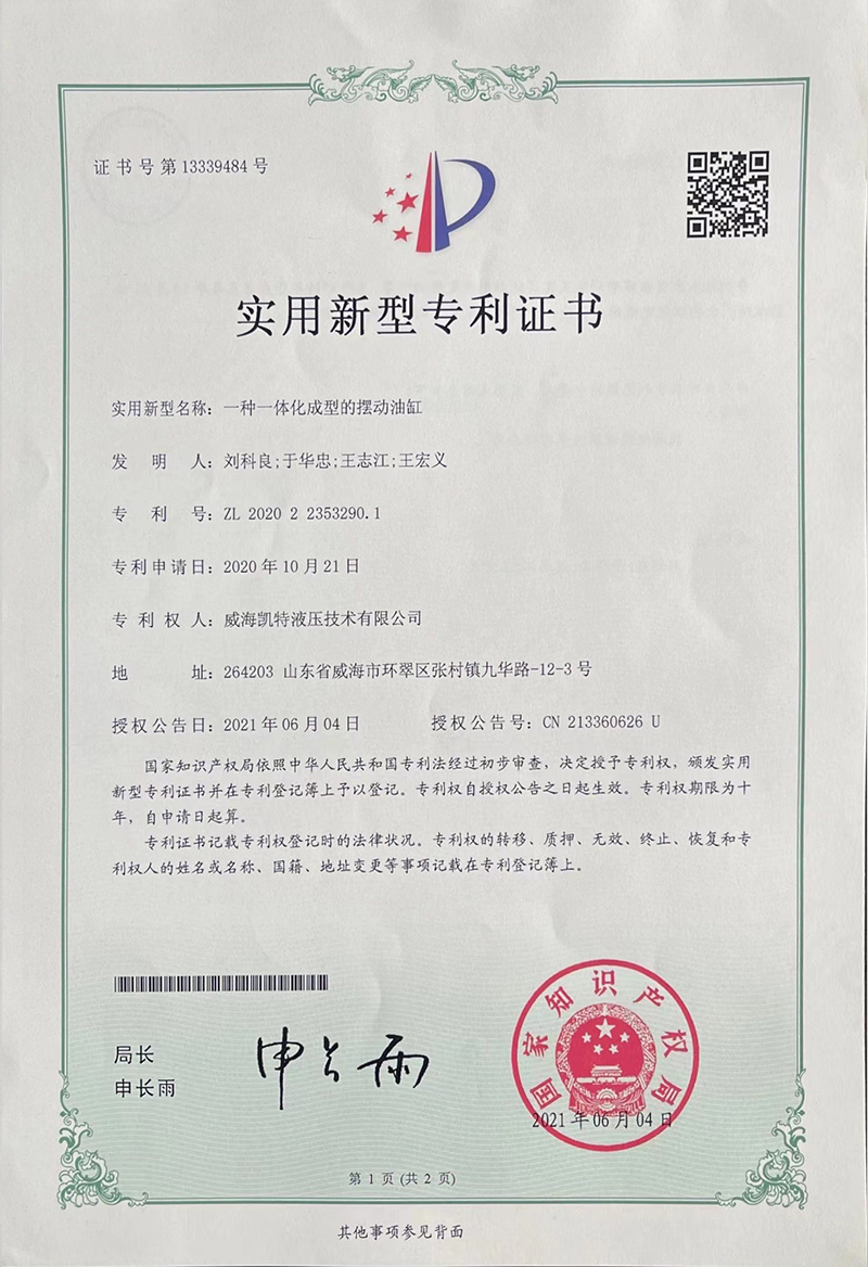 一种一体化成型的摆动油缸-实用新型专利
